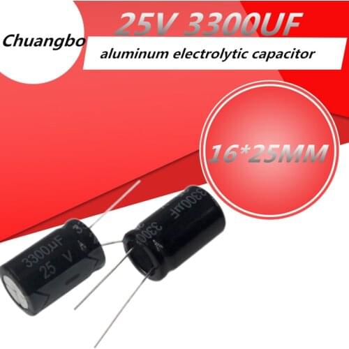 5pcs 25V 3300UF 16*25 aluminum electrolytic capacitor 3300UF 25V 13*25MM