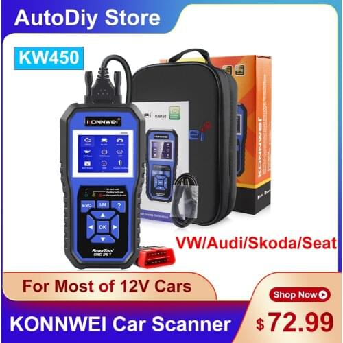 KONNWEI KW450 OBD2 Automotive Auto Diagnostic Scanner Tools Code Reader For VW FoAudi Seat Skoda Full System English/German Ver
