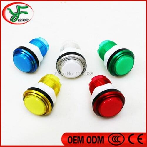 Free shipping transparent Illuminated LED Push Button with microswitches for JAMMA Arcade Game Accessories Machine Parts