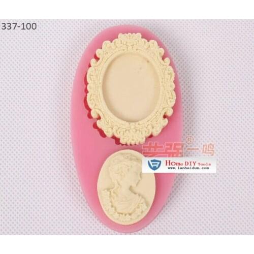 Free shippinge Silicone Fondant Cake Mold 337-100_ small frame of ancient female Decoration clay mould resin mold