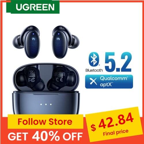 UGREEN HiTune X5 TWS Wireless Bluetooth 5.2 Earphones aptX Qualcomm Chip Headphones 4 Mic cVc 8.0 Tech