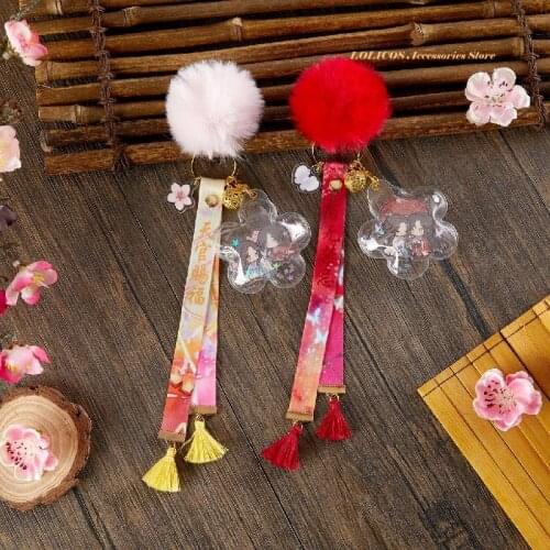 Anime Tian Guan Ci Fu Hua Cheng Xie Lian Aerated Flower Keychain Cartoon Figure Acrylic Bag Pendant Cute Keyring Toys Gifts
