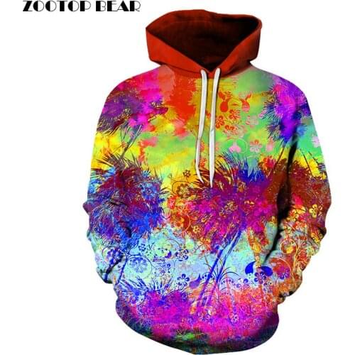 Colorful Flower Printed Sweatshirt Men Women Hoodies Fashion Pullover Casual Tracksuits Hot Sale 6XL Brand Outwear Male Boy Coat