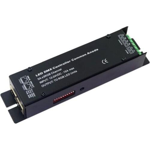 DC12V 24V DMX512 Decorder 5A*3Channel RGB 15A max Led DMX Controller Common Anode CA-DMX-32 Output to RGB LED Units