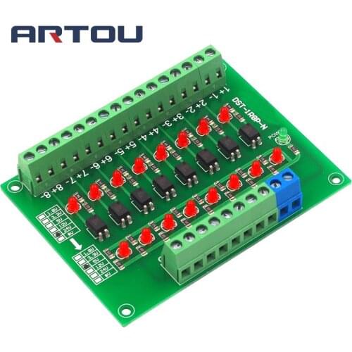 24V To 5V 8-Channel 8bit Photoelectric Isolation Module Level Voltage Converter PNP Output PLC Signal Converter Adapter Module