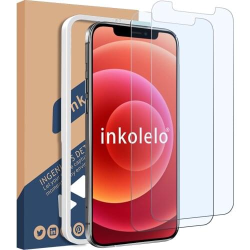 Inkolelo 2 Pack Tempered Glass for iPhone 12 Full Screen High Definition Anti-Scratch Protector Arc Edge Protective Film