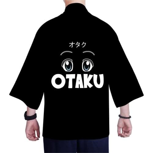 Otaku Japanese Traditional Orient Cardigan Polyester Fiber Kimono Haori Unisex Thin Loose Outfits Clothes Samurai
