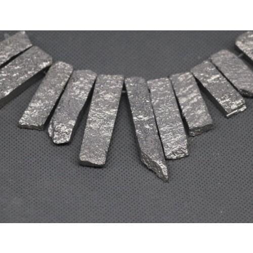 Kindgems, 2Strands Titanium Silver Stone Necklace, Sediment Point Pendant,Top Drilled Nugget Beads Accessories Jewelry Making