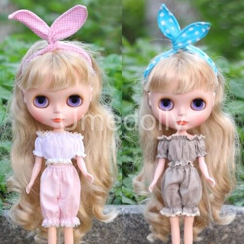 1SET Cute Dolls Pumpkin Shorts Pant + Off Shoulder Top for Licca, Azone, Holala, Middle Blyth, Ixdoll, Holala Doll Clothes Toy