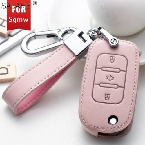 Leather Car Key Case Cover For Wuling Hongguang S For Baojun 510 730 360 560 RS-5 530 630 310 E100 310W Auto Accessories