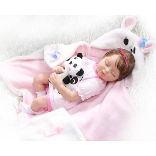 Bebes reborn realista silicone baby doll 22inch lifelike newborn baby sleeping doll for children birthday gift play house toys