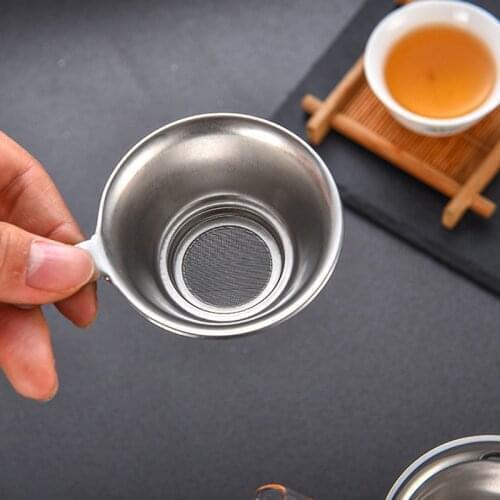 1Pcs Reusable Stainless Steel Tea Filter Fine Mesh Tea Infuser Leaf Funnel Tea Strainer Accessories Kitchen Tools