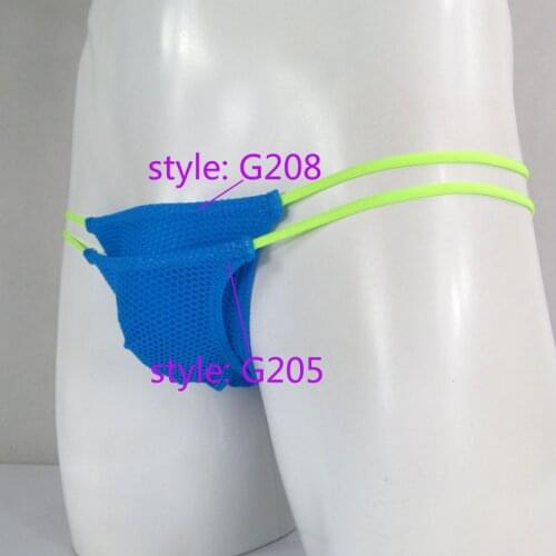 Mens japanese style mini pouch thong sexy panties G205D Mini Micro Bikini String waist Bubble Mesh Honeycomb