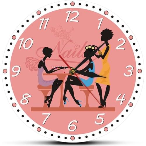 Nail Studio Barber Shop Wall Sign Manicure Custom Hair Salon Name Modern Wall Clock Personalized Name Decorative Wall Watch