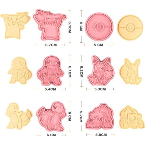 New Pokemon Pikachu Cake Cookie Plastic Baking Mould Cookie Cutter Set Cartoon Biscuit Baking Tools Decoration Birthday Gift