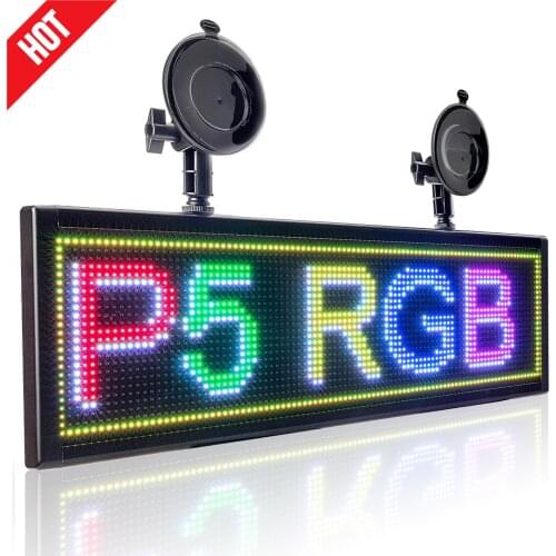 P5MM 50*15CM RGB Full Color 12V Car LED Car Sign Display Board, WiFi Programmable Scrolling Information Multi-Function LED Scree