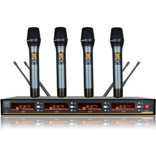 Bolymic Professional 4 X 100 Channels UHF Wireless microphones Karaoke Cordless Microphone