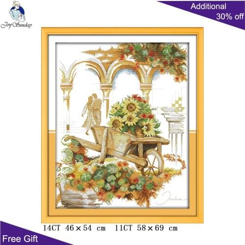 Your Gift Flowers Courtyard Cross Stitch F546 14CT 11CT Counted and Stamped Home Decoration Holiday is Coming Cross Stitch kits