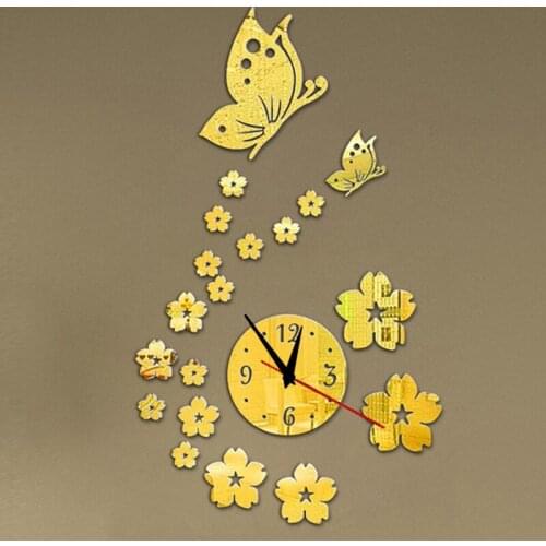 Horloge muralenew hot acrylic clocks watch wall clock modern design 3d crystal mirror watches home decoration living room