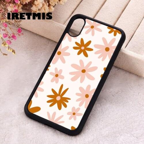 Iretmis 5 5S SE 2020 Phone Cover Cases for iPhone 6 6S 7 8 Plus X Xs Max XR 11 12 MINI Pro Rubber Silicone Rusty And Pink Floral
