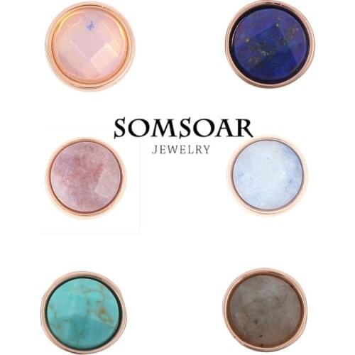 Somsoar Jewelry Nature Stone charms fit on Bracelet for Leather Wrap Bracelets 10pcs/lot