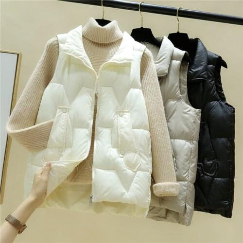 Winter 2021 Warm Vest Women Sleeveless Jacket Light Warm Waistcoat Down Vest Female Sleeveless Coat Thick Waistcoat Top