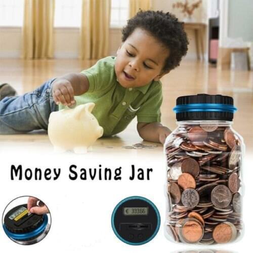 1.5L Piggy Bank Counter Coin Electronic Digital LCD Counting Coin Money Saving Box For EURO Money Jar Coins Storage Box
