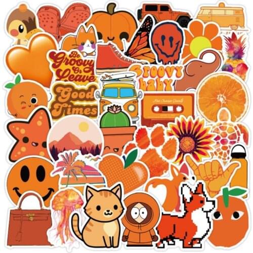 10/30/50PCS Cartoon Orange Small Fresh Cute Graffiti Scooter Laptop Waterproof Stickers Decorative Toys Wholesale