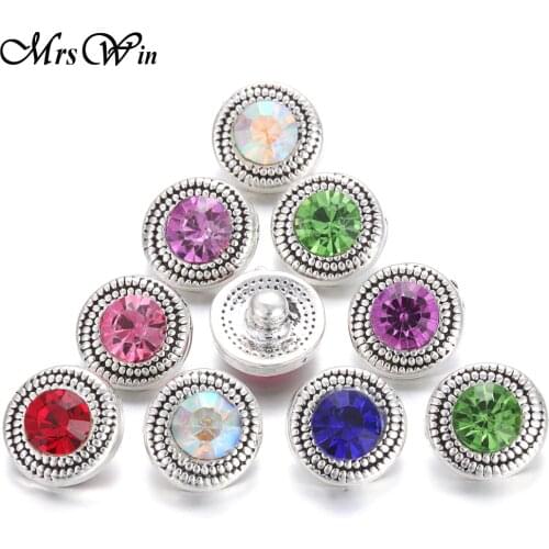 10pcs/lot New Rhinestone 12mm snaps buttons for snaps jewelry Fit 12mm Snap Button Bracelets