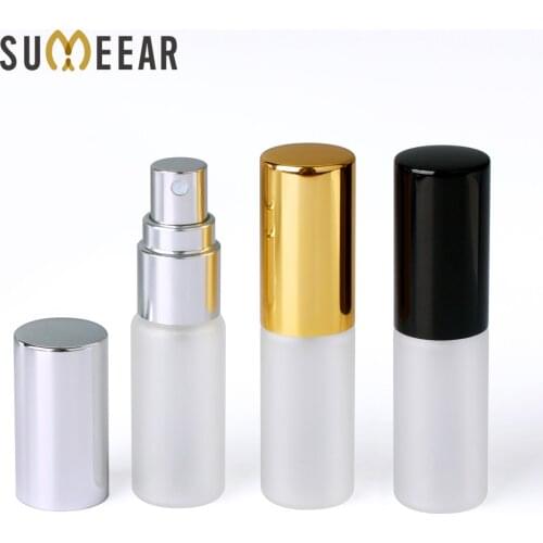 100 Pcs/lot 5ml Refillable Perfume Atomizer Spray Bottle Frosted Glass Bottle Pump Portable Travel Container Cosmetic for Gift