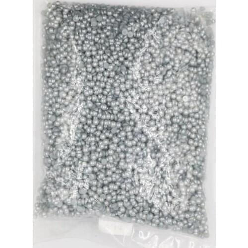 2mm~14mm All Size Lt.Grey Color Flat back ABS round Half Pearl beads, imitation plastic half pearl beads