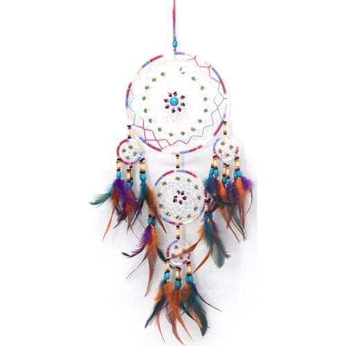 5-Ring Dream Catcher Pendant Pure Handcrafted Wind Chime Creative Gift Home Wall Decoration
