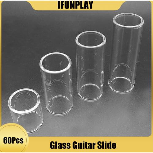 60pcs Guitar Slides Bass Cylinder Tone Bar Glass Light-weight for Electric Stringed Guitar Professional Players 28/51/60/70mm