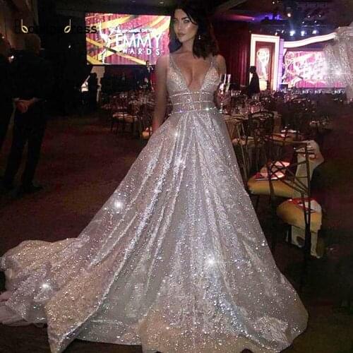 Bbonlinedress Sexy Sparkly Evening Dress 2020 Girl Party Wear Long Prom Dresses Plus Size Custom Made vestido de fiesta