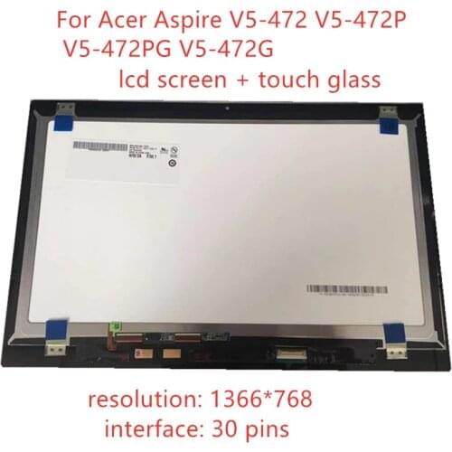 Free shipping replace For Acer Aspire V5-472 V5-472P V5-472PG V5-472G Lcd screen display with touch screen assembly HD 1366X768