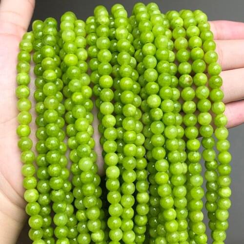 Natural Stone Beads Lemon Green Jades Round Loose Spacer Beads For Jewelry Making DIY Bracelets Necklace 15'Strand 6/8/10mm