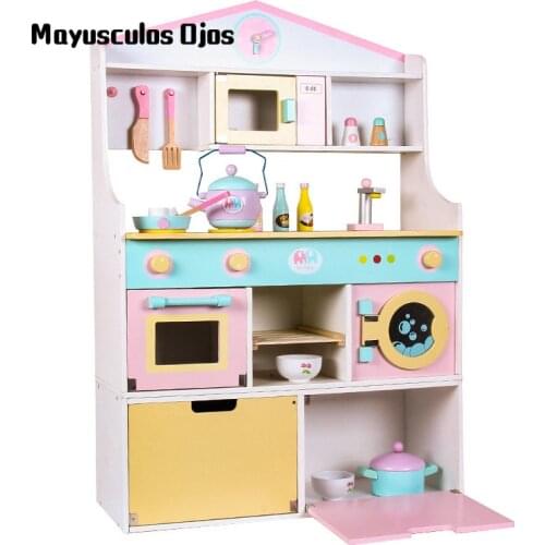 Childrens Wooden Play House Toys Boys And Girls Simulation Kitchen Cooking Cooking Tableware Kitchen Educational Toy Set