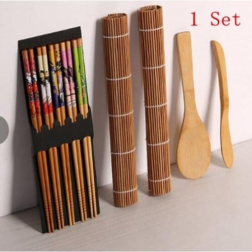 DIY Bamboo Sushi Maker Set Sushi curtain Rice Sushi Making Kits Roll Cooking Tools Chopsticks Spoon Sushi blade