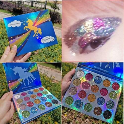 Unicorn 20 Colors Sequined Eyeshadow Highlight Glitter Easy To Color Beauty Eyeshadow Palette Cosmetics Glitter Eyeshadow