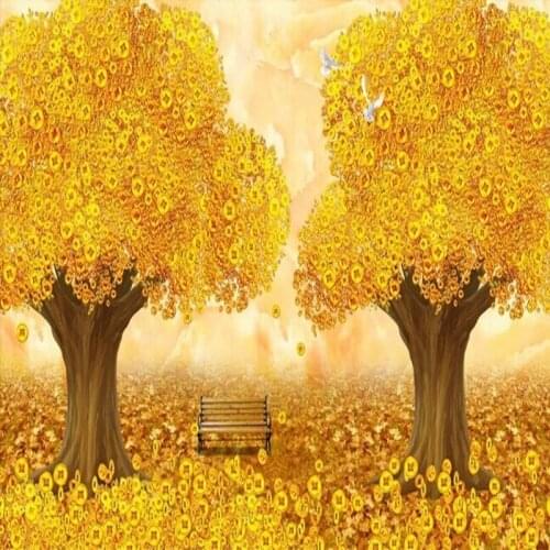 Custom mural Chinese Golden ready source of money mural 3D stereo TV background bedroom living room wallpaper mural wallpaper