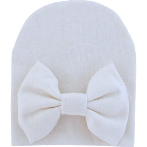 Newborn Baby Girls 100% Cotton Headband Headwear Toddler Soft Beanie Hat with Bow