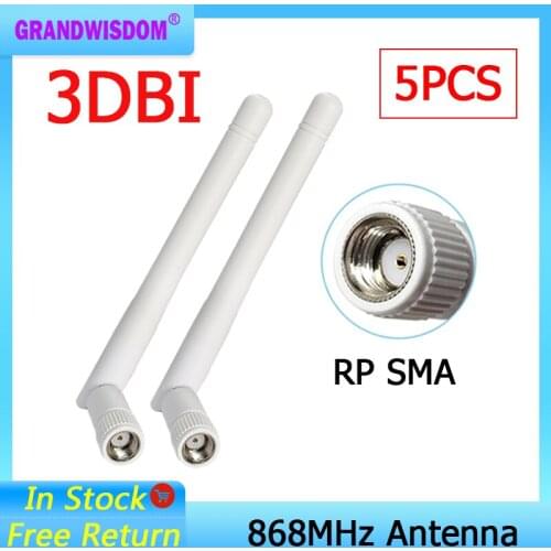 5pcs 868MHz 915MHz Antenna 3dbi RP-SMA Connector GSM 915 MHz 868 MHz antena outdoor signal repeater antenne waterproof Lorawan