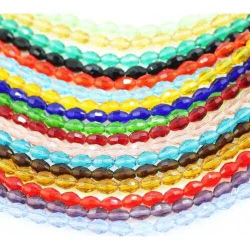 Faceted Olive Crystal Beads For Jewelry Making 3X5/4X6/6X8/8X11MM Lampwork Glass Beads For Bracelets DIY Crafts Pendant Charms