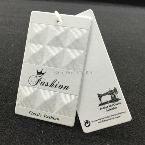 Customized clothing embossed cardboard tag/garment paper tag printing/clothing label/trademark/logo/main label 1000 pcs a lot