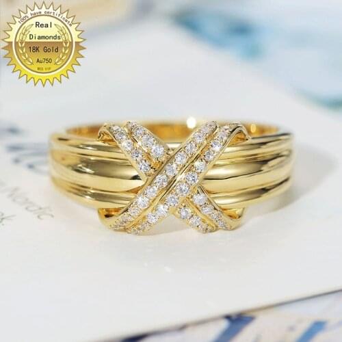 18k gold diamond ring Engagement&Wedding Natural Real0.24ct Diamond Ring Jewellery have certificate