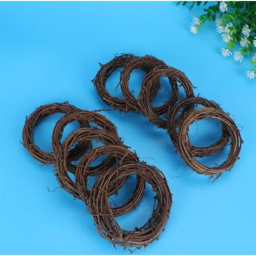 4/10 Pcs 8CM Unfinished Natural Dried Rattan Ring American Country Style Wreath Decoration for Indoor Home Party Rattan Rings
