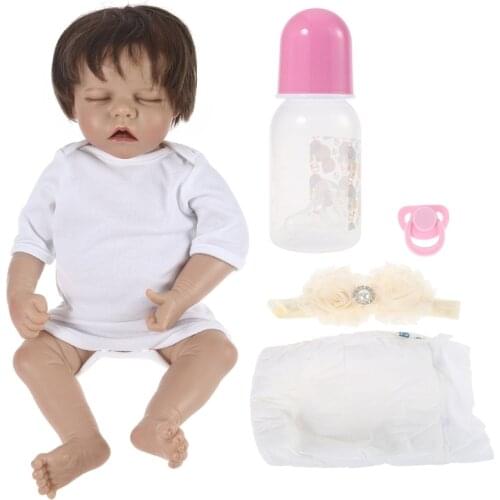 18’’ Baby Girl Doll Reborn Nurturing Doll Birthday Gift Interactive Sleeping Soft Baby Realistic Doll Stuffed Model Toy