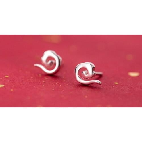 MloveAcc 100% 925 Sterling Silver Simple Abstract Cloud Cute Stud Earrings for Korea Style Jewelry for Teen Girl Daughter