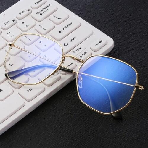 Fashion Blue Light Glasses Retro Metal Frame Anti Blue Ray Computer Glasses Vintage Designer Round Glasses Frame Eyewear AB034