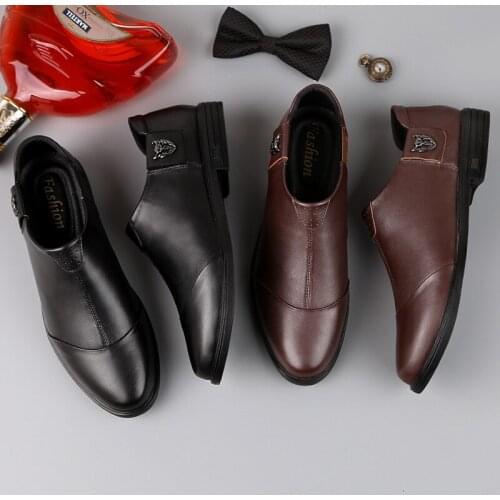 Mens Shoes 2019 Spring and Autumn Hot Sale High Quality Leather British Style Classic Casual Black Leather Shoes Large Size 45